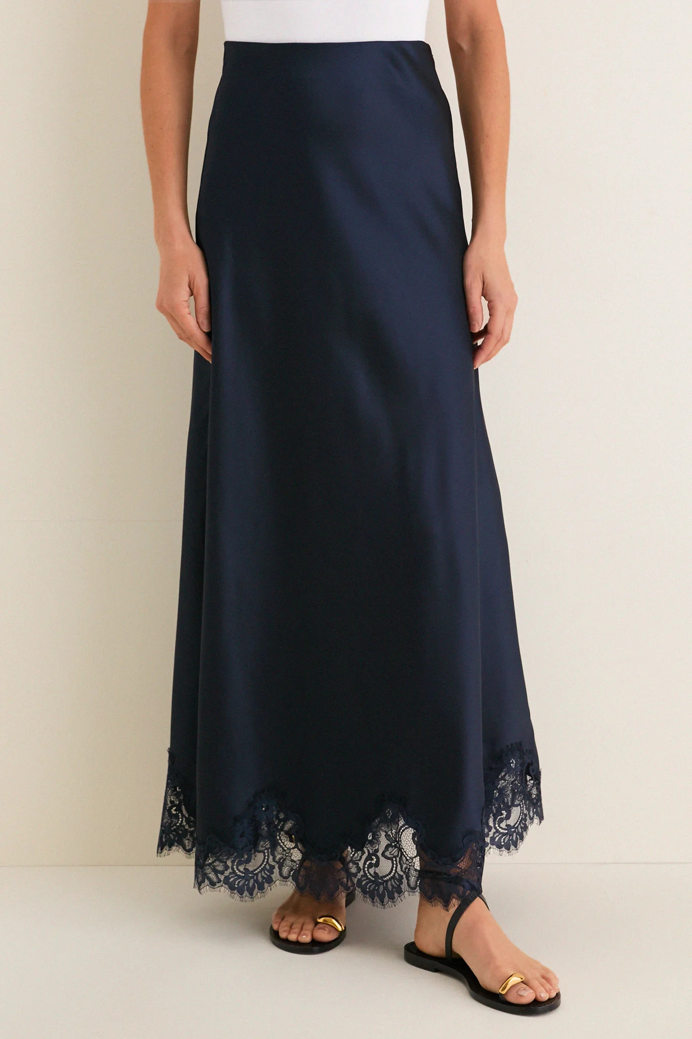 Navy Satin Mischa Slip Skirt | Tuckernuck (US)