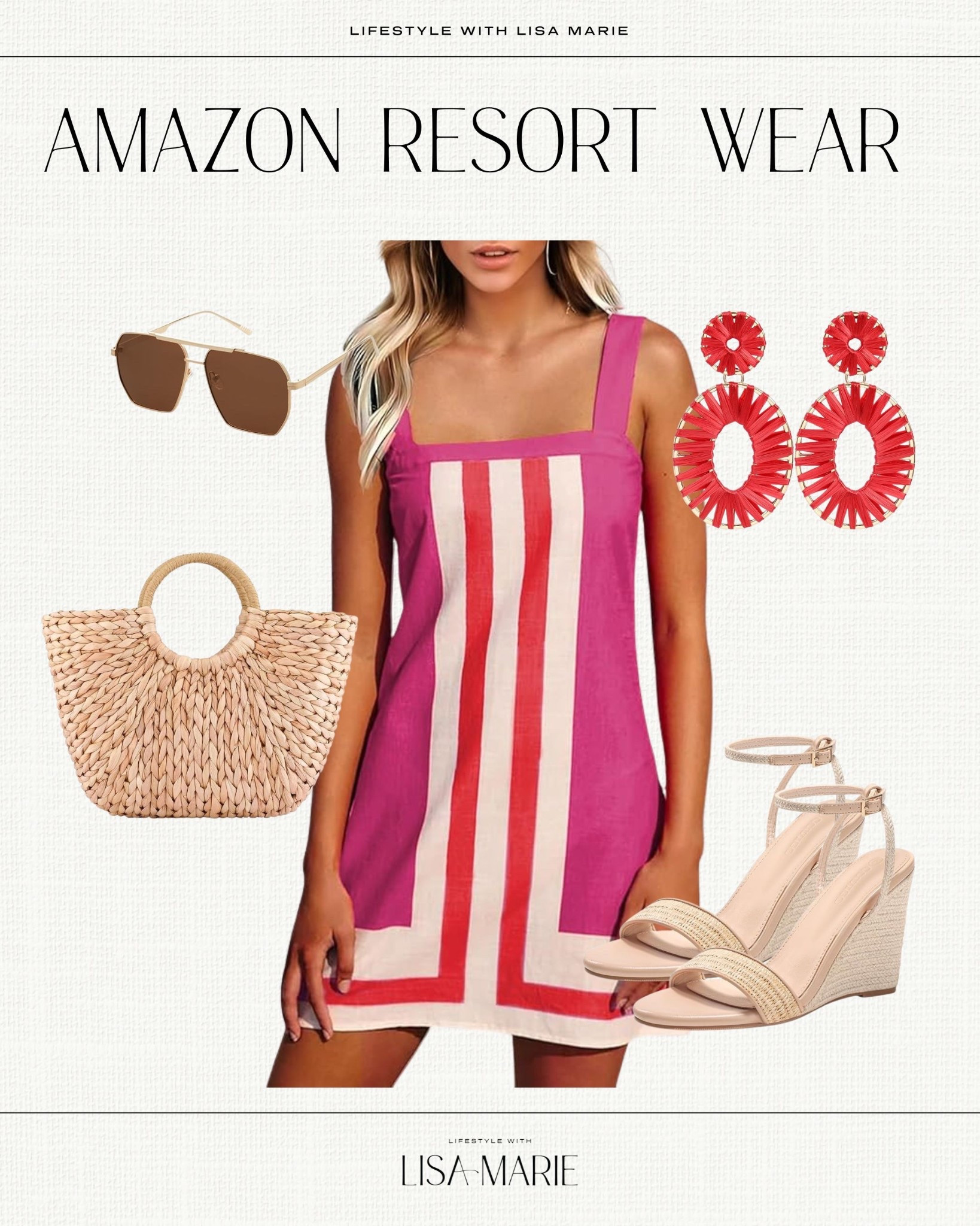 Amazon resort wear. Beach dresses. Vacation outfits. Color block mini dress. Beach tote and wedges. Look for leas sunglasses. Statement earrings. Summer date night outfit.

#LTKFindsUnder50 #LTKTravel #LTKSeasonal