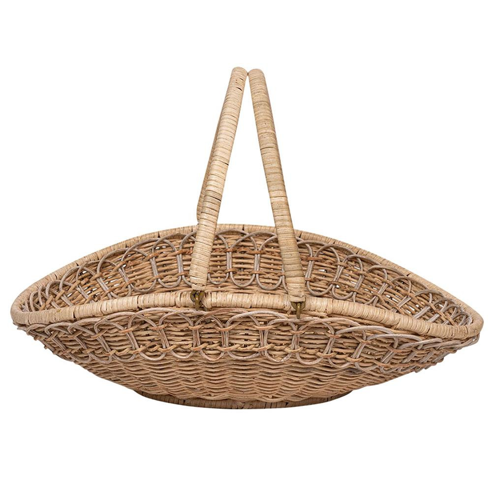 Juliska Provence Coastal Beach Whitewash Woven Rattan Gathering Basket | Kathy Kuo Home