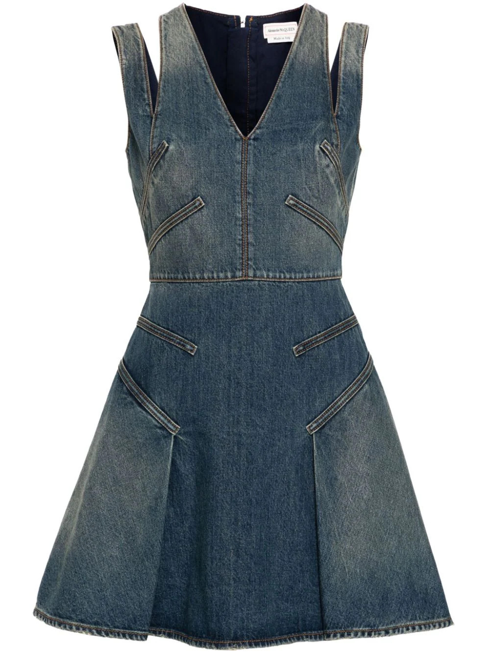 Alexander McQueen denim mini dress - Blue | Farfetch Global