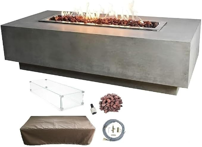 Elementi Granville Gas Fire Pit Cast Concrete Fire Table, Outdoor Fire Pit Electronic Ignition | ... | Amazon (US)