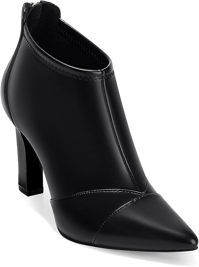 Coutgo Womens Ankle Booties Dress Boots Pointed Toe Stiletto High Heel Splicing Booties Shoes wit... | Amazon (US)