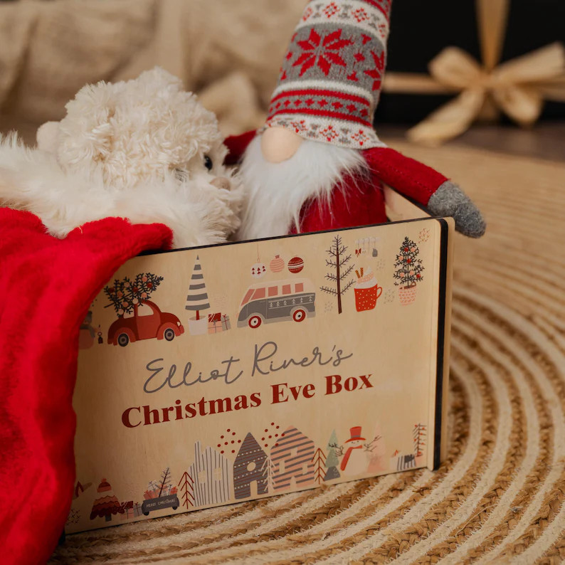 Personalized Christmas Eve Gift Crate: Nordic Wooden Keepsake Box | Etsy (US)
