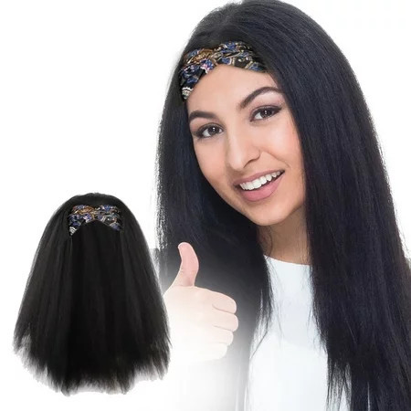 DOPI Straight Headband Wig For Black Women Long Straight Wig With Black Headband | Walmart (US)