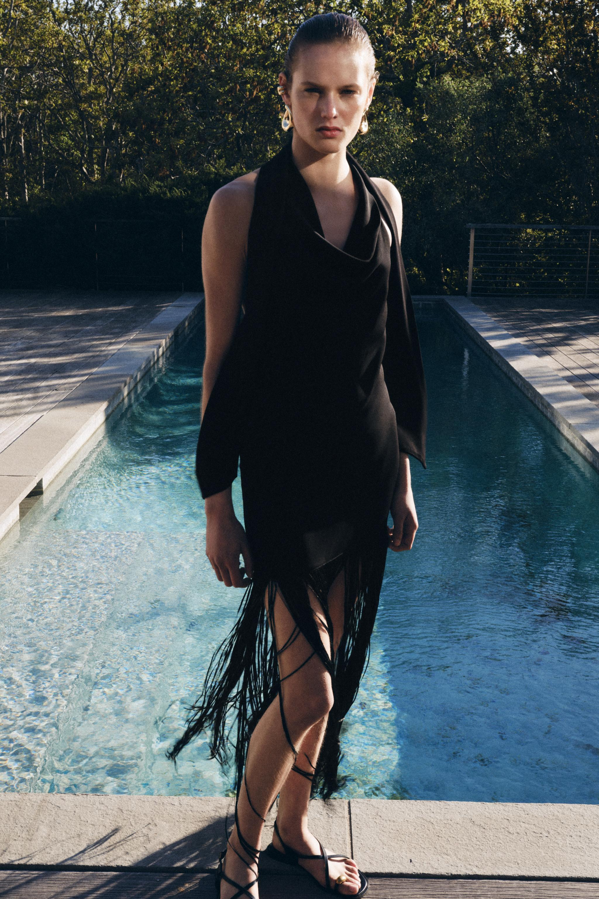 ZW COLLECTION HALTERNECK FRINGED DRESS | Zara UK