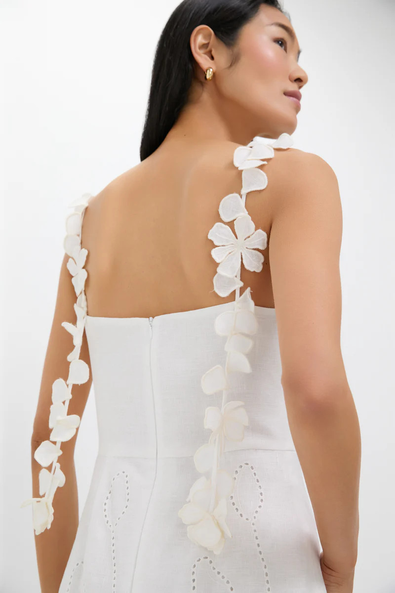 Off White Petalos Embroidered Midi Dress | Tuckernuck (US)