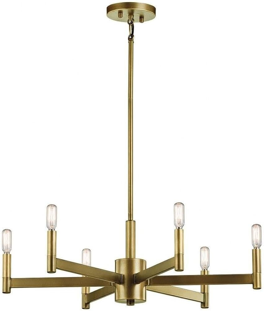 Kichler Erzo 26" Chandelier in Natural Brass, 6-Light Modern Chandelier for Dining Room, Living R... | Amazon (US)