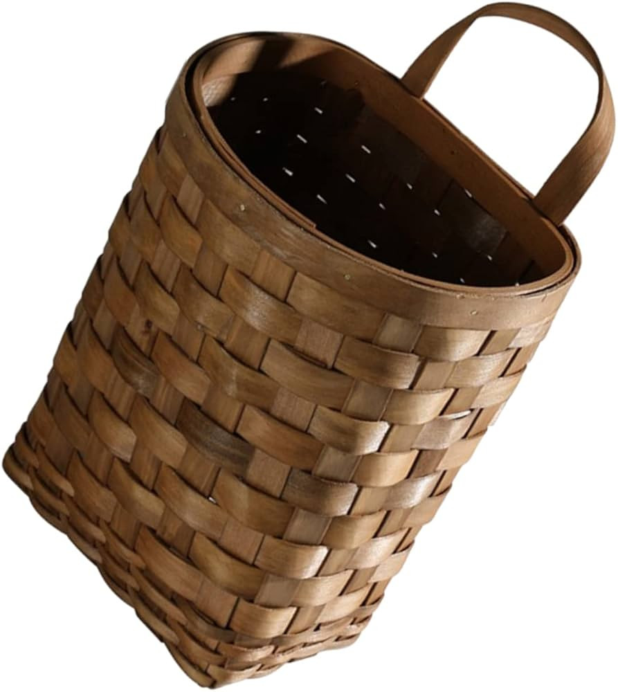 Cabilock Wooden Wall Flower Basket willow basket wall storage basket hanging wicker basket wicker... | Amazon (US)