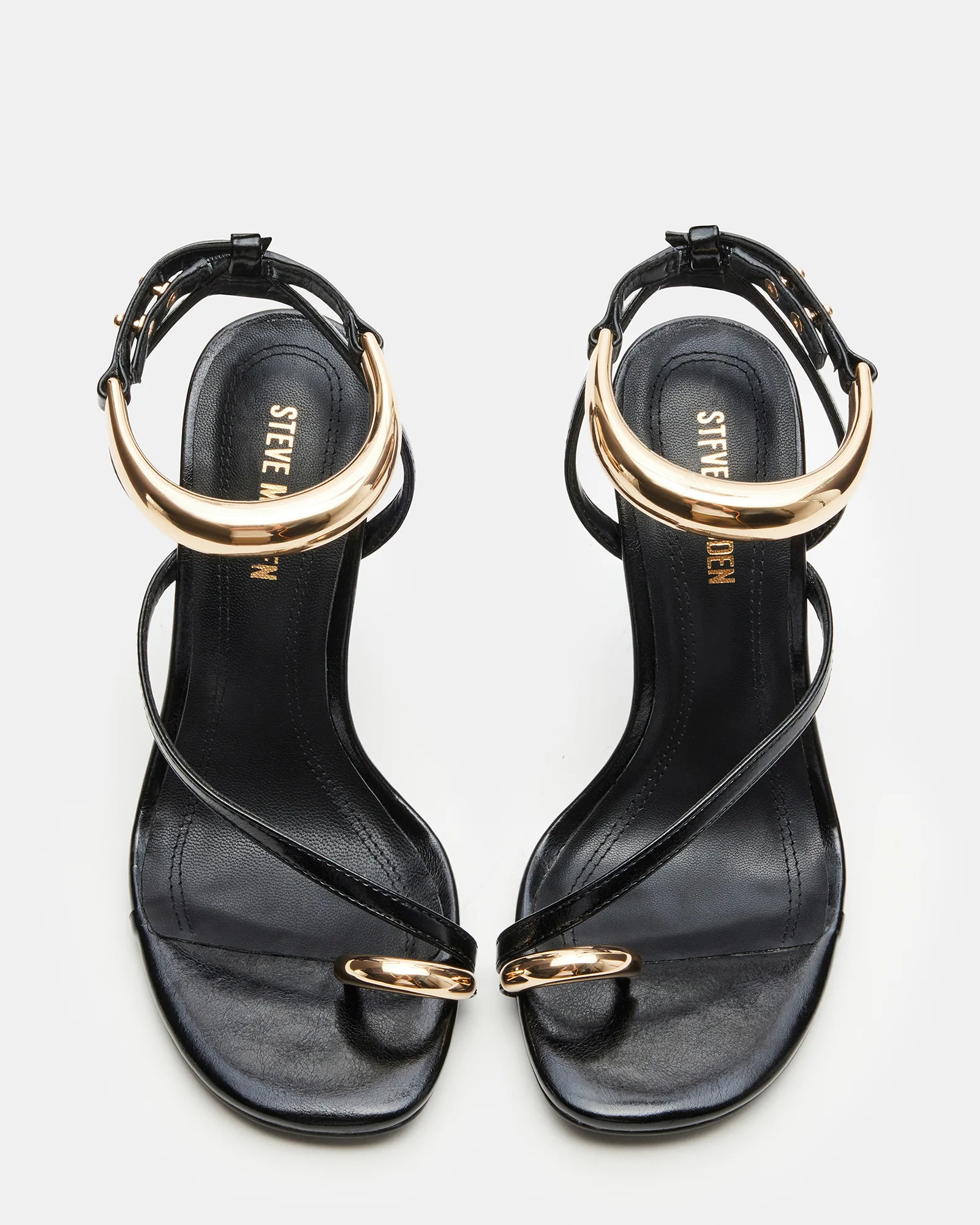 TIA Black Strappy Open-Toe Stiletto Women's Heel | Steve Madden (US)