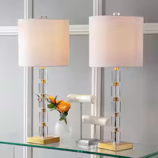 JONATHAN Y Claire 28.5 in. Crystal Table Lamp, Clear/Brass (Set of 2) JYL5001A-SET2 - The Home De... | The Home Depot