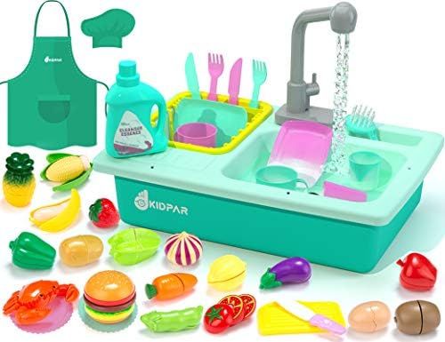 KIDPAR 38 Pcs Color Changing Kitchen Play Sink Toys for Kids,Toddler Electric Dishwasher with Aut... | Amazon (US)