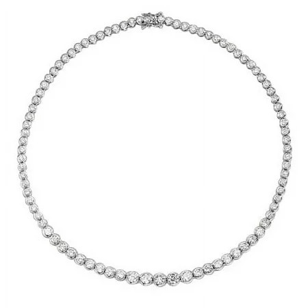 Bezel Set Designer Necklace with Artificial Round Cut Graduating Diamonds by Diamond Essence set in Sterling Silver | Walmart (US)