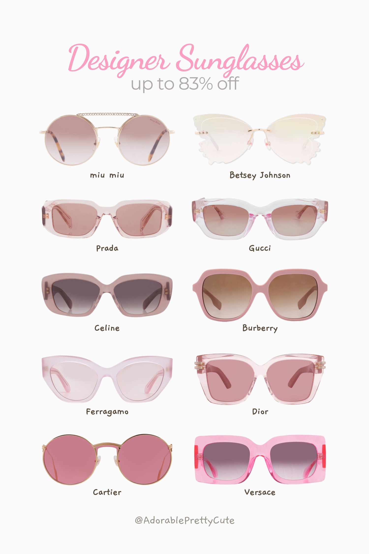 Designer Sunglasses Sale｜Up to 83% Off 🕶️✨
A mix of iconic designer sunglasses — from classic brown gradients to bold cat-eye and statement frames. Luxury styles at a rare discount, perfect for updating your everyday look or finding a chic Mother’s Day gift.
#DesignerSunglasses #SunglassesSale #LuxurySale #UpTo83Off #OutletFinds #CatEyeSunglasses #SquareSunglasses #RoundSunglasses #StatementFrames #SummerAccessories #MothersDayGift #GiftForHer #LTKFinds #LTKaccessories 

 #LTKsummer #LTKsale #LTKstyletip