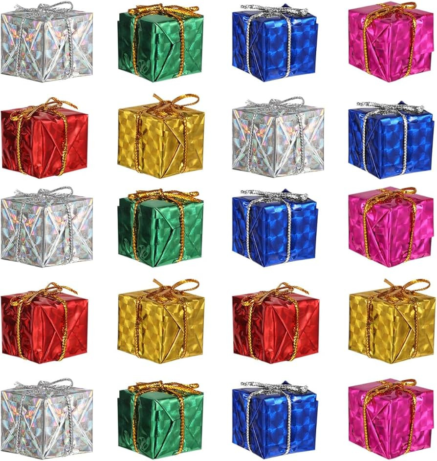 Amosfun 24pcs Mini Christmas Boxes Tree Ornaments Glitter Mini Boxes Tree Hanging Decoration Wrap... | Amazon (US)