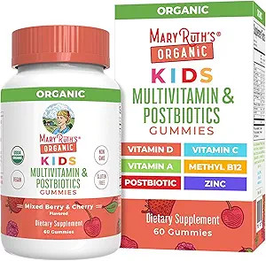 MaryRuth Organics Kids Vitamins, USDA Organic, Kids Multivitamin Gummies + Postbiotics for Ages 4... | Amazon (US)