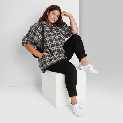 Women's Plaid Long Sleeve Oversized Button-Down Shirt - Wild Fable™ | Target