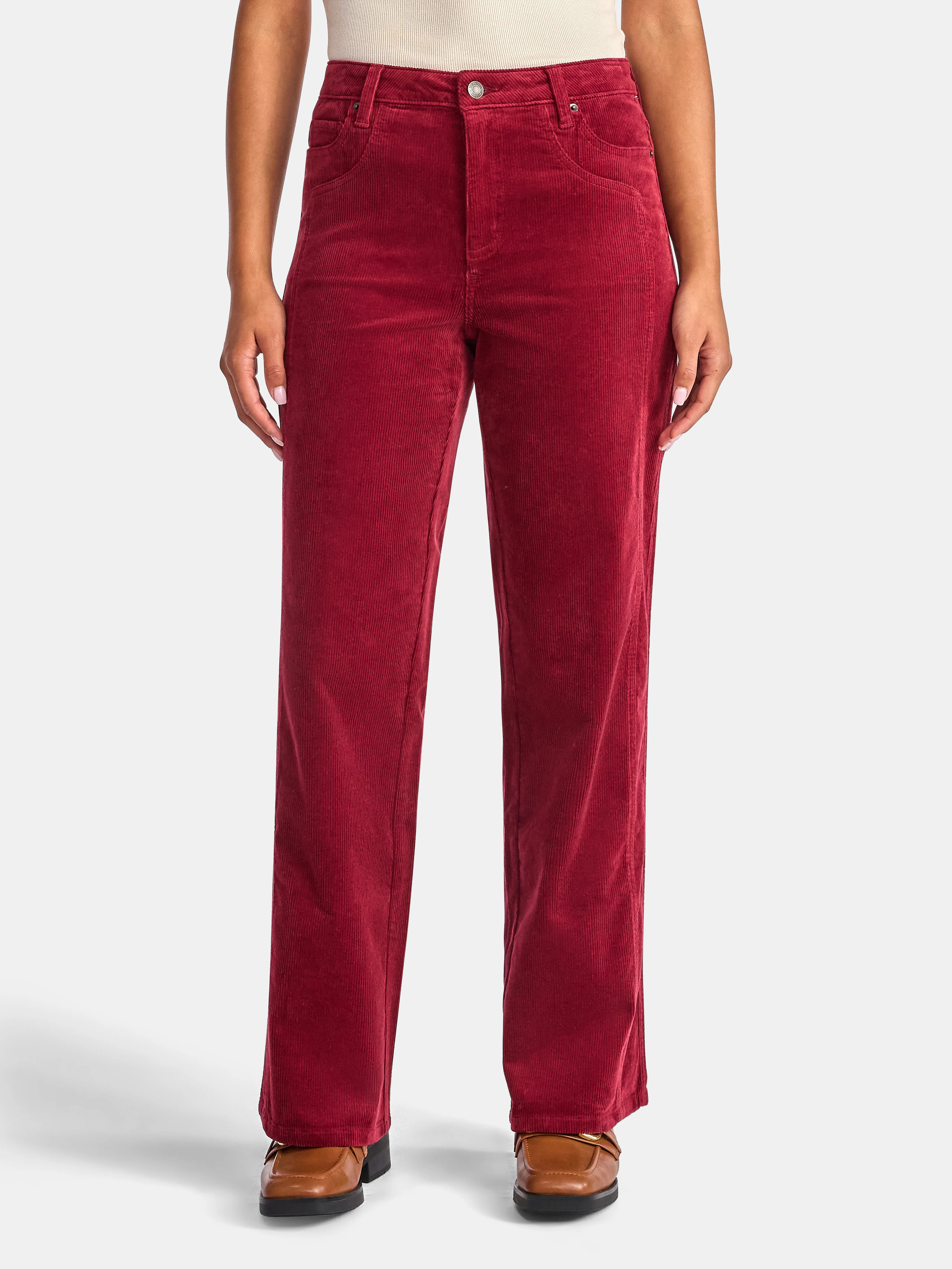 Time and Tru Women's and Women's Plus Corduroy Seamed Wide Leg Pants, 31" Inseam, Sizes 2-22 | Walmart (US)