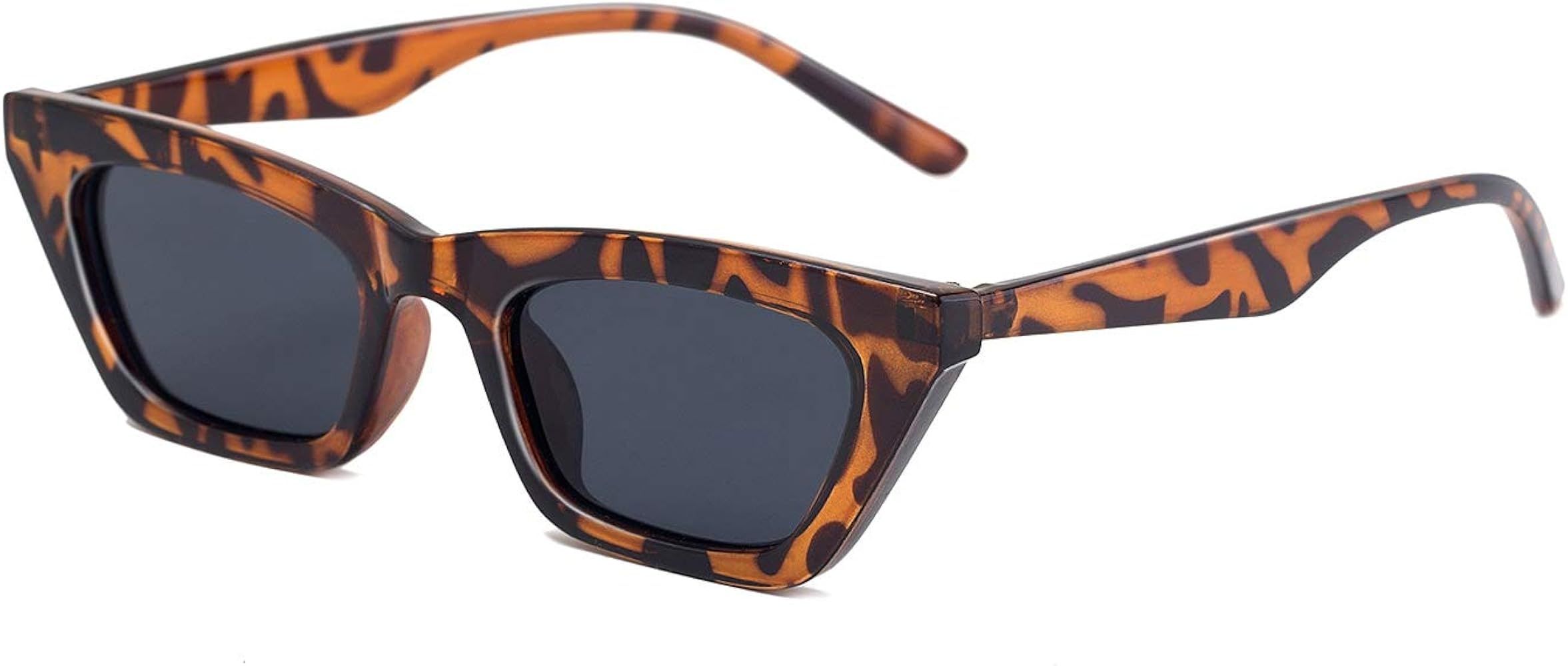 Vintage Small Cat Eye Polarized Sunglasses,Stylish Women Men Narrow Square Cateye Sun Glasses | Amazon (US)