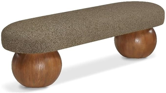 MAKLAINE Contemporary Rich Olive Green Finish Boucle Fabric Bench | Amazon (US)