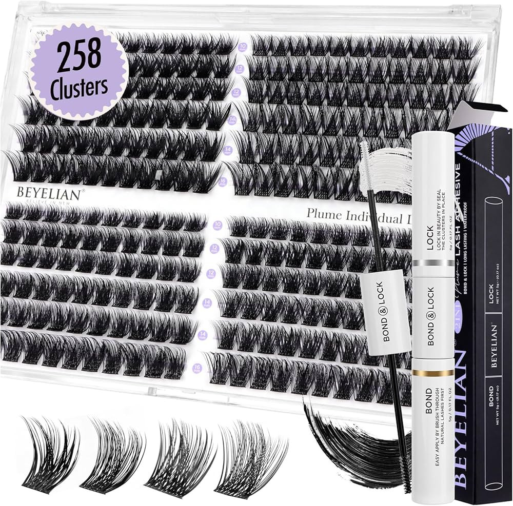 BEYELIAN Lash Extension Kit 258 Pcs Lash Clusters D Curl Lash Clusters Kit with Lash Bond and Sea... | Amazon (US)