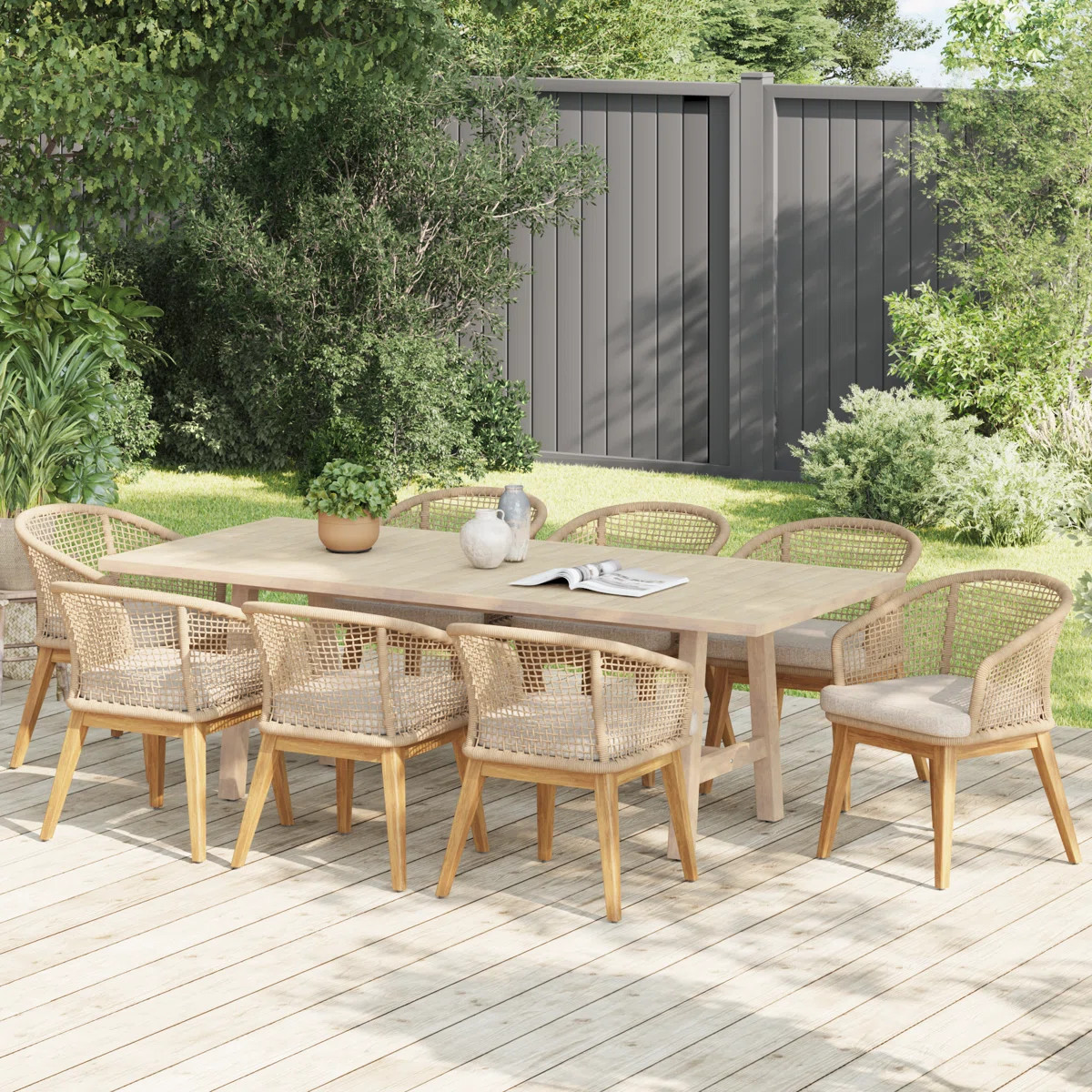 Rectangular Outdoor Dining Set With Cushions | Wayfair North America