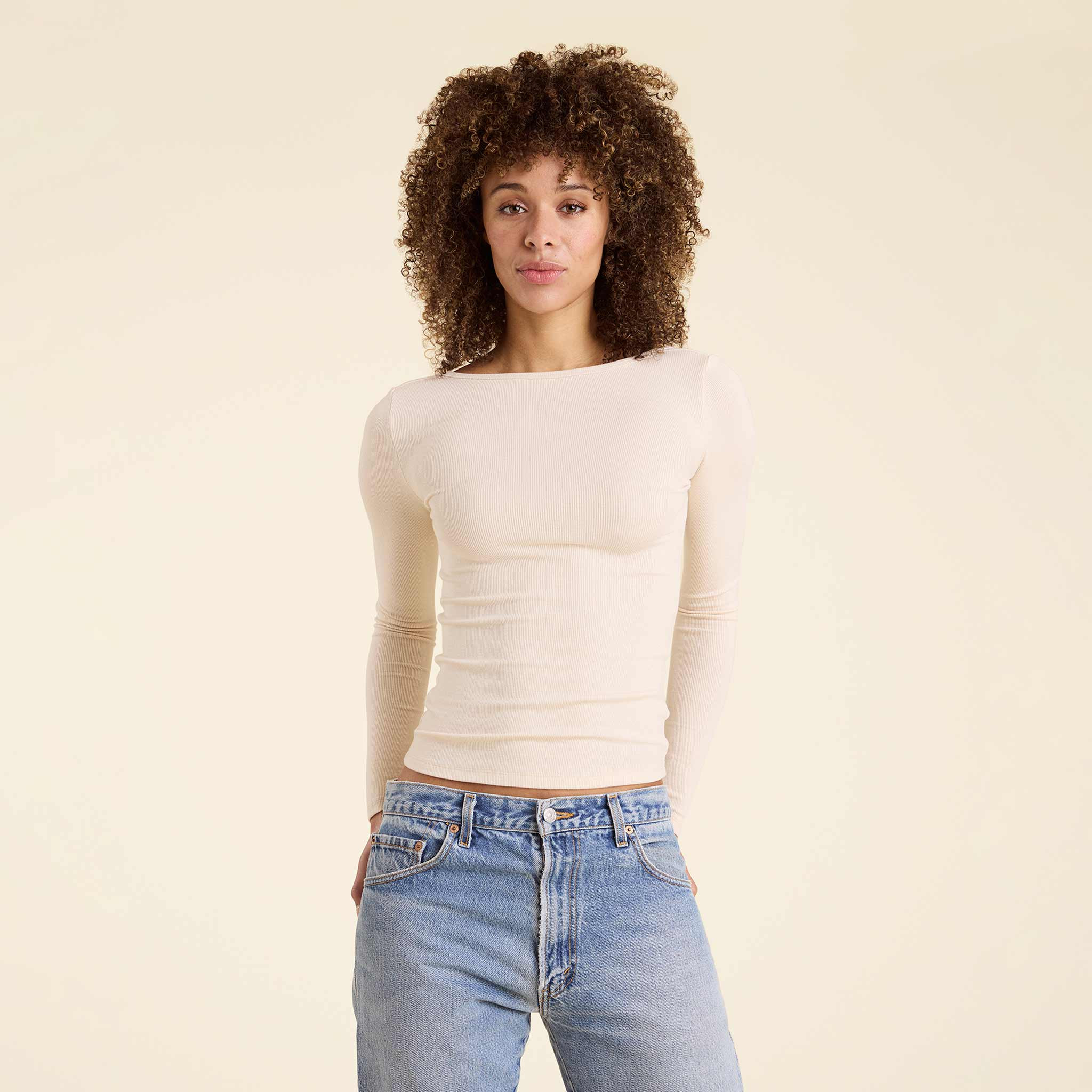 Open Back Slinky Rib Shirt | nuuds