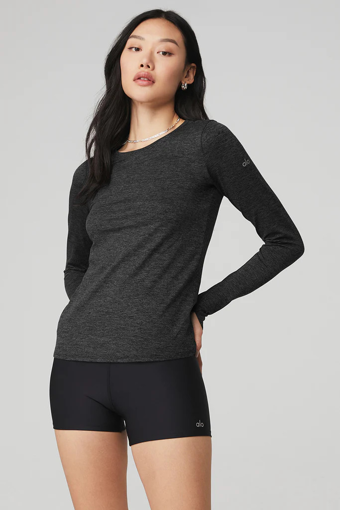 Alosoft Finesse Long Sleeve - Dark Heather Grey | Alo Yoga (US)
