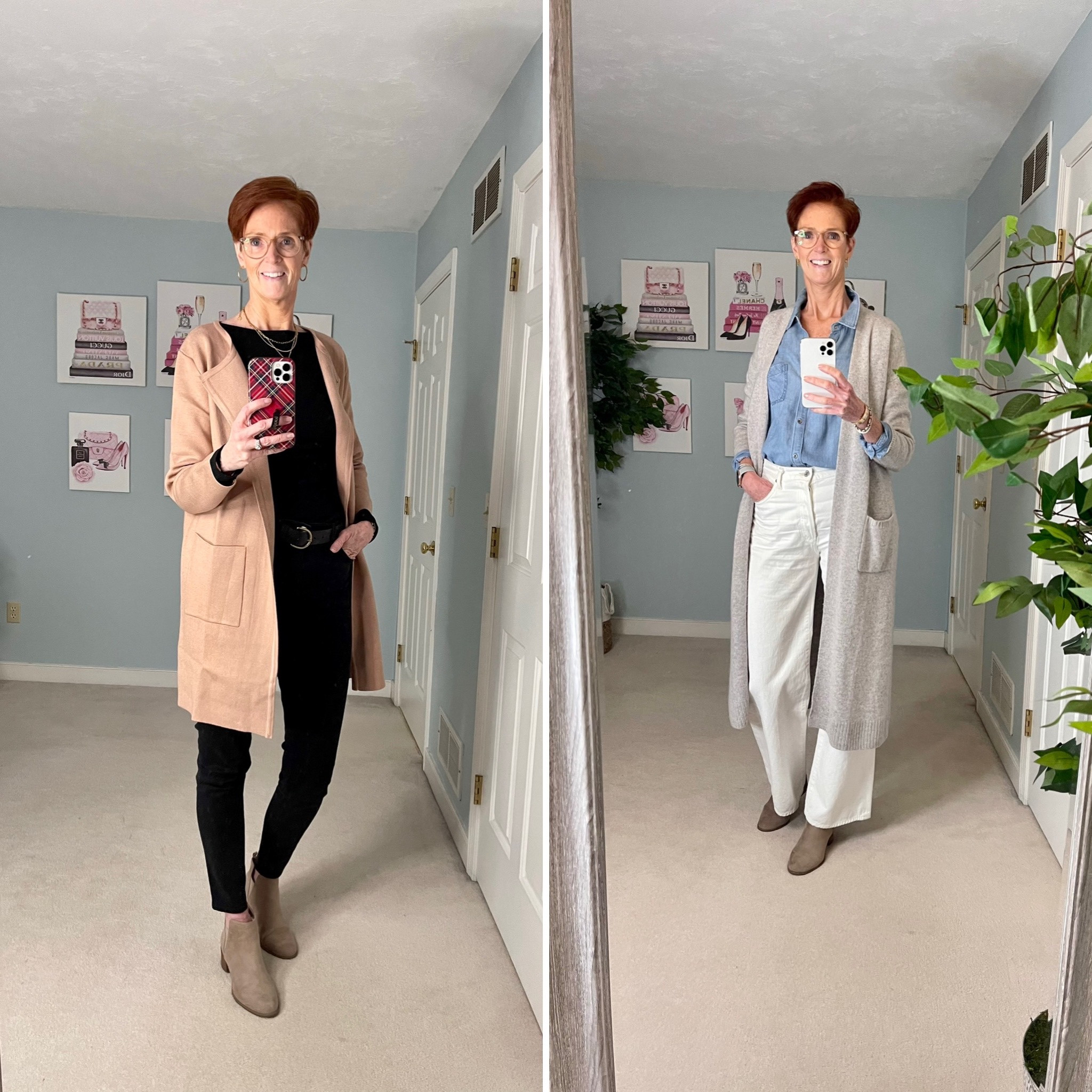 Two recent Pinterest looks that were really popular.

Black top from Athleta, black jeans from Madewell, camel sweater from Amazon, taupe booties from Dr. Scholls, chambray shirt from Rails, long duster cardigan from TJMaxx, white jeans from Evereve

#LTKstyletip #LTKFind