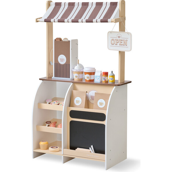 Teamson Kids Espresso Treats Wooden Coffee Stand with 29 Pcs Accessories | Maisonette