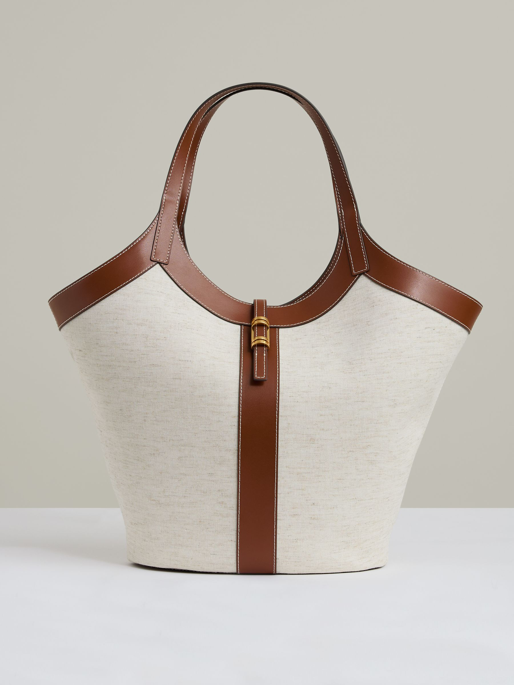 Leather Tote Bag in Natural | Reiss UK