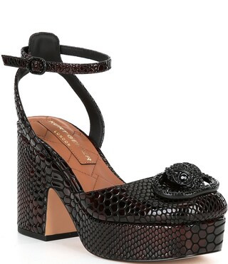 Chelsea Leather Snake Embossed Platform Pumps | Dillard's