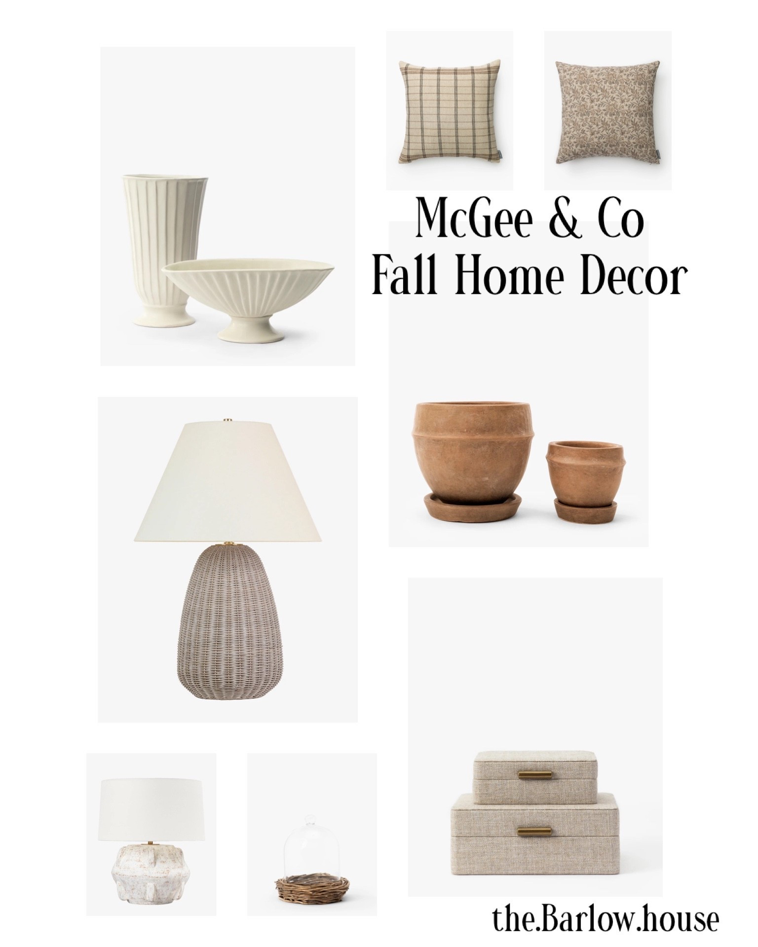 McGee & Co Fall Home Decor 

Console table 
Coffee table 
Living room 
Decor finds 
Bedroom 
Office 
Autumn colors 
Fall colors 
Terracotta Vases 
Table lamps 
Throw pillows Lamp
Stacking boxes 
Ribbed vases 

#LTKSeasonal #LTKHome #LTKStyleTip