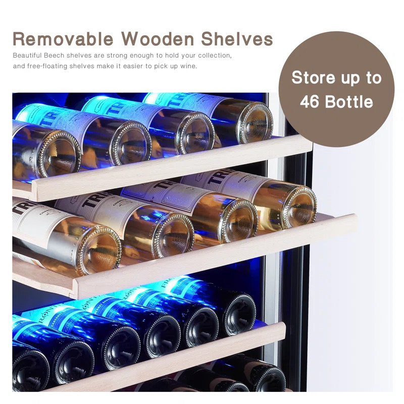 Kalamera Built-In Refrigeration 23.5'' width 46 Bottle Dual Zone Freestanding/Built-In Wine Refri... | Wayfair North America