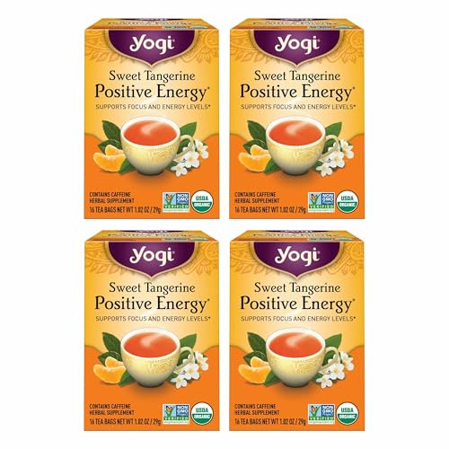 Yogi Sweet Tangerine Positive Energy Tea - 16 Tea Bags per Pack (4 Packs) - Organic Tangerine Energy Tea - Includes Black Tea Leaf, Yerba Mate Leaf, Ashwagandha Root & More | Amazon (US)