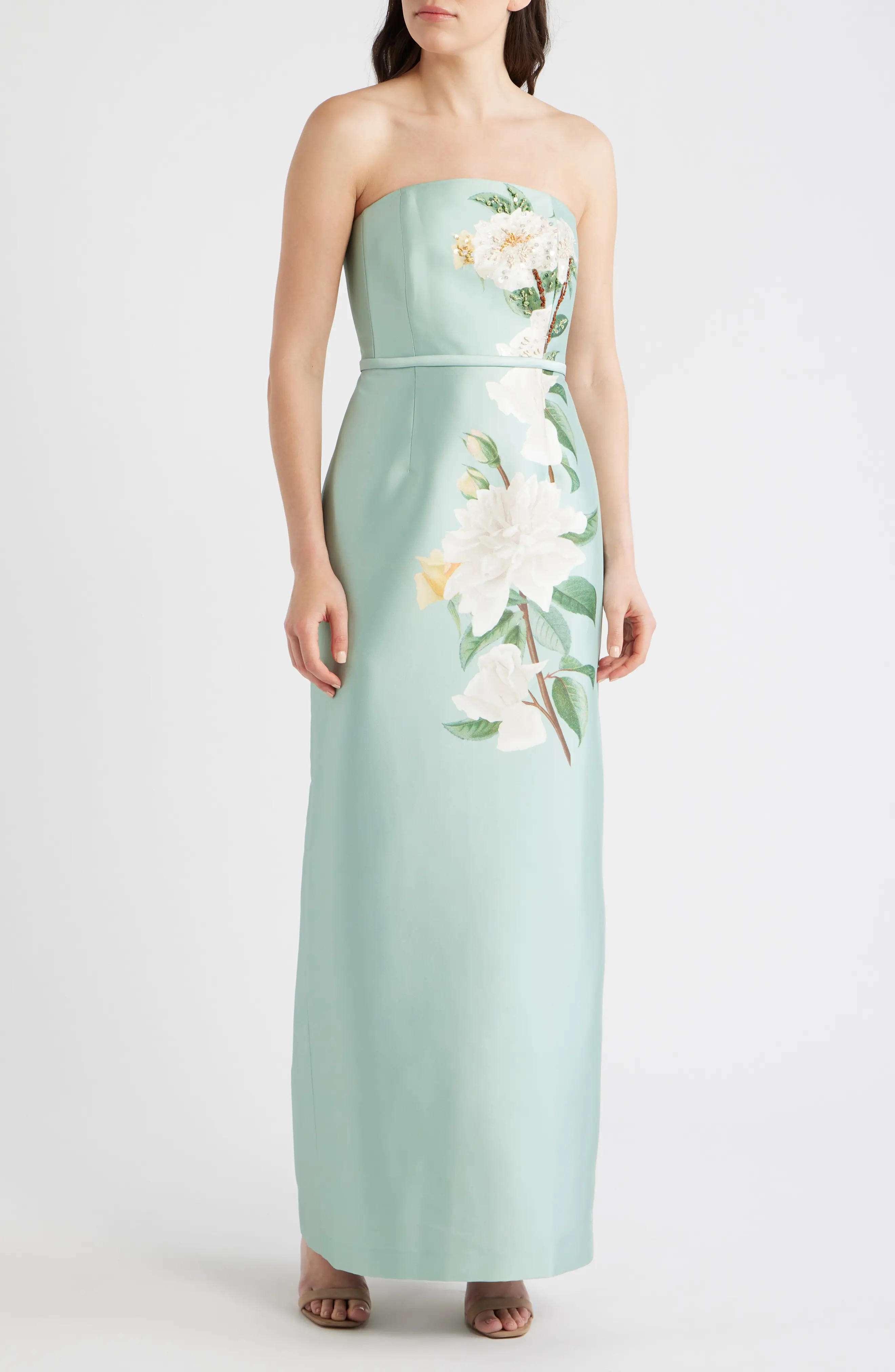 Sophia Floral Bead Embellished Mikado Strapless Gown (Women) | Nordstrom | Nordstrom