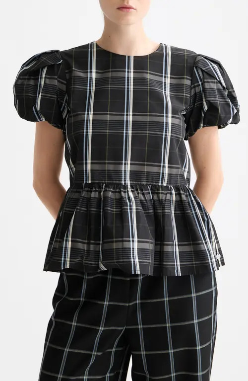 Scotch & Soda Check Taffeta Top in Taffeta Check at Nordstrom, Size 10 Us | Nordstrom