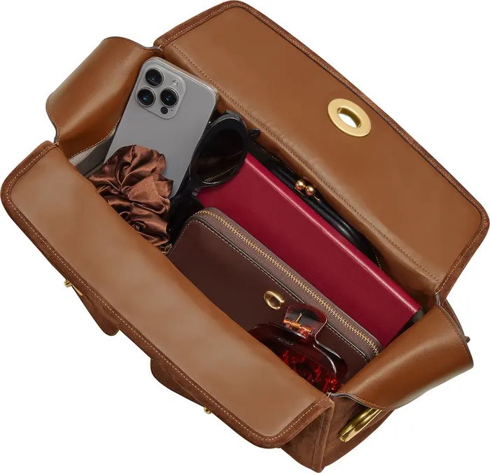 Turnlock Haversack Suede Shoulder Bag | Nordstrom