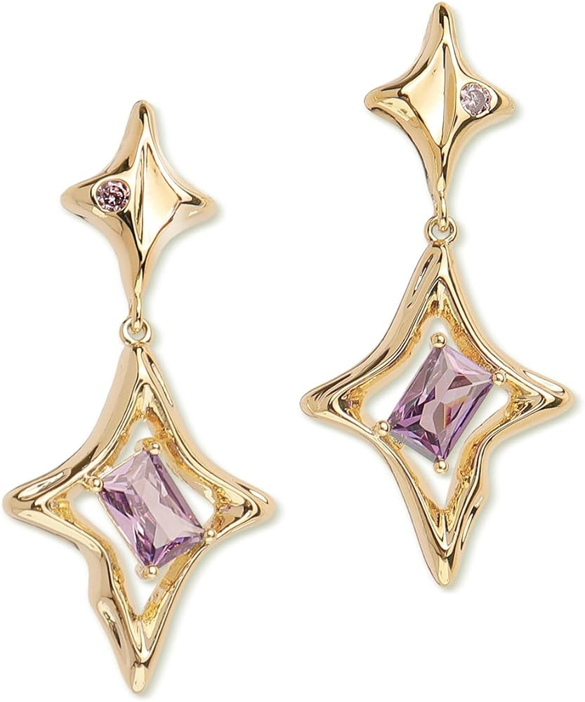 Sonateomber Star Drop Dangle Earrings for Women Trendy Unique Sparkly Rhinestone Stud Fashion Jew... | Amazon (US)