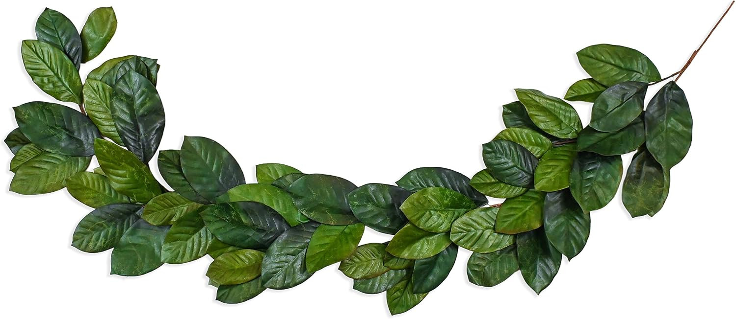 Vita Domi 6ft Magnolia Leaf Garland - 2 Tone Green Realistic Fall Garland for Mantle Decorations - Decorative Artificial Faux Magnolia Leaves for Christmas, Thanksgiving, Wedding Decor | Amazon (US)