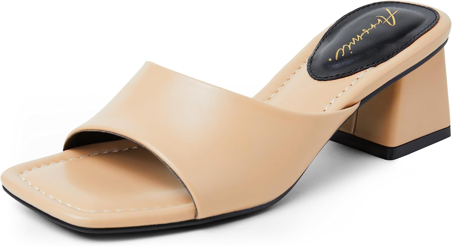 Arromic Women's Block Mule Heeled Sandals Clear Black Nude White Chunky Heels Backless Square Ope... | Amazon (US)