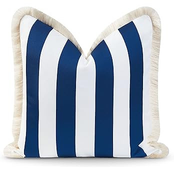 Hofdeco Premium Coastal Hampton Style Patio Indoor Outdoor Pillow Cover Only, 20"x20" Water Resis... | Amazon (US)