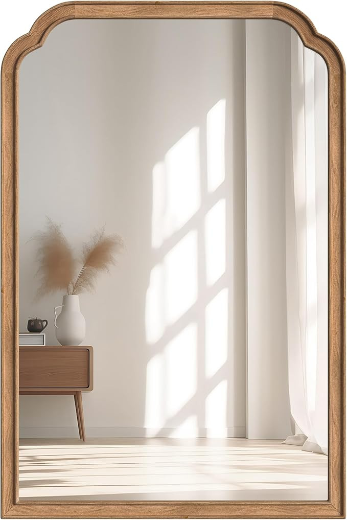 20"x30" Solid Wood Frame Wall Mirror,Bathroom Mirror Tempered Glass for Wall Mounted,Natural Wood... | Amazon (US)
