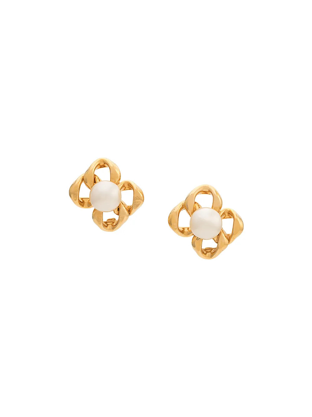 Rewind Vintage Affairs 1990s pearl embellished earrings - Gold | Farfetch Global