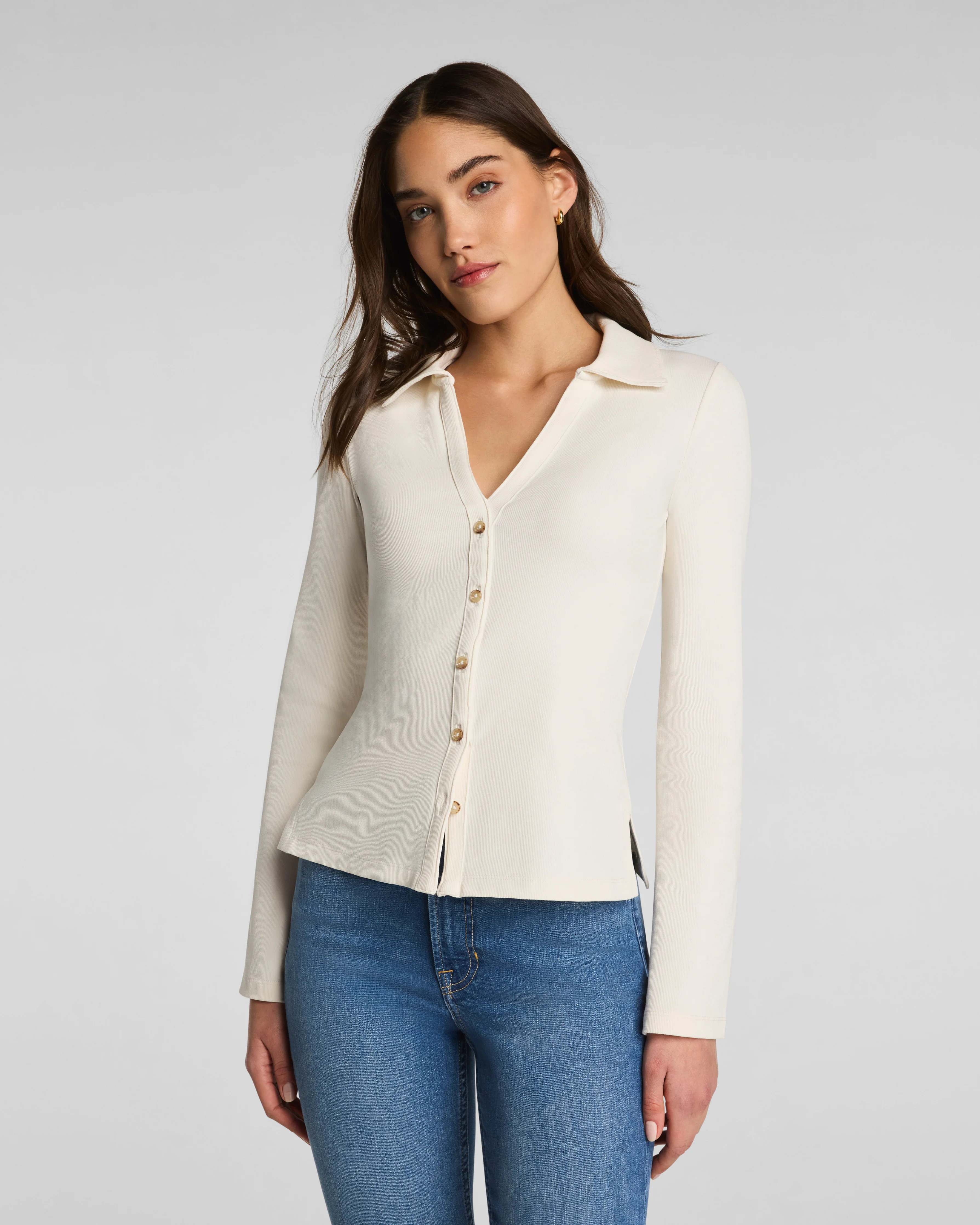 SPANX® Ribbed Knit Button Down | Spanx