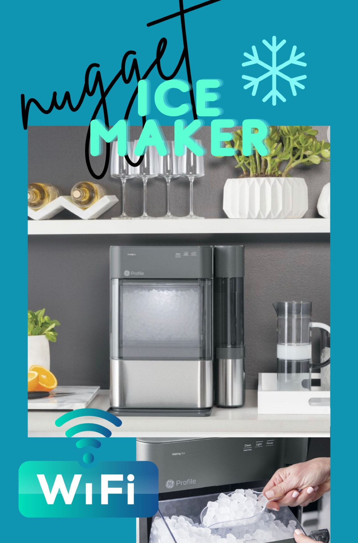 Soft, crunchy restaurant ice!  With this highly rated NUGGET ice maker from Williams Sonoma 🧊 it even has wi-fi so you can have your fresh cold ice waiting for you when you get home!   Comes in black stainless or stainless. This ice machine is low profile and has a side water tank for easy refill. Turn it on and off from the app on your phone!  

#LTKFind #LTKSeasonal #LTKhome