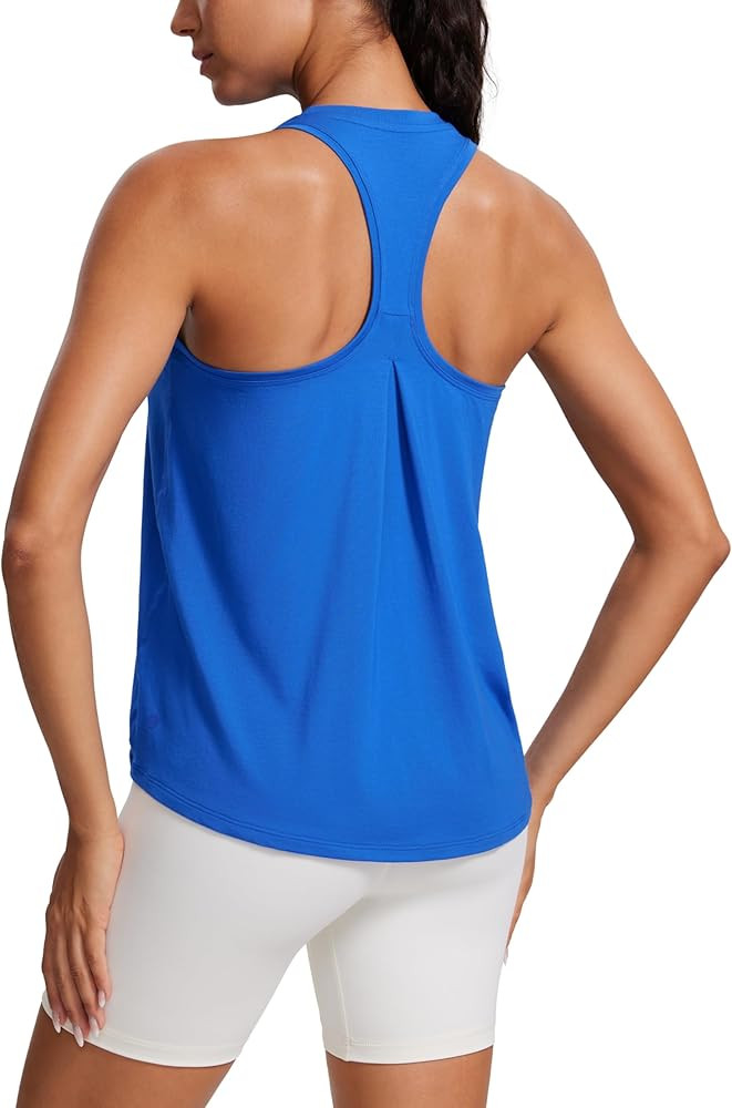 CRZ YOGA Womens Racerback Yoga Tank Tops High Crewneck Soft Casual Workout Sleeveless Flowy Shirt... | Amazon (US)