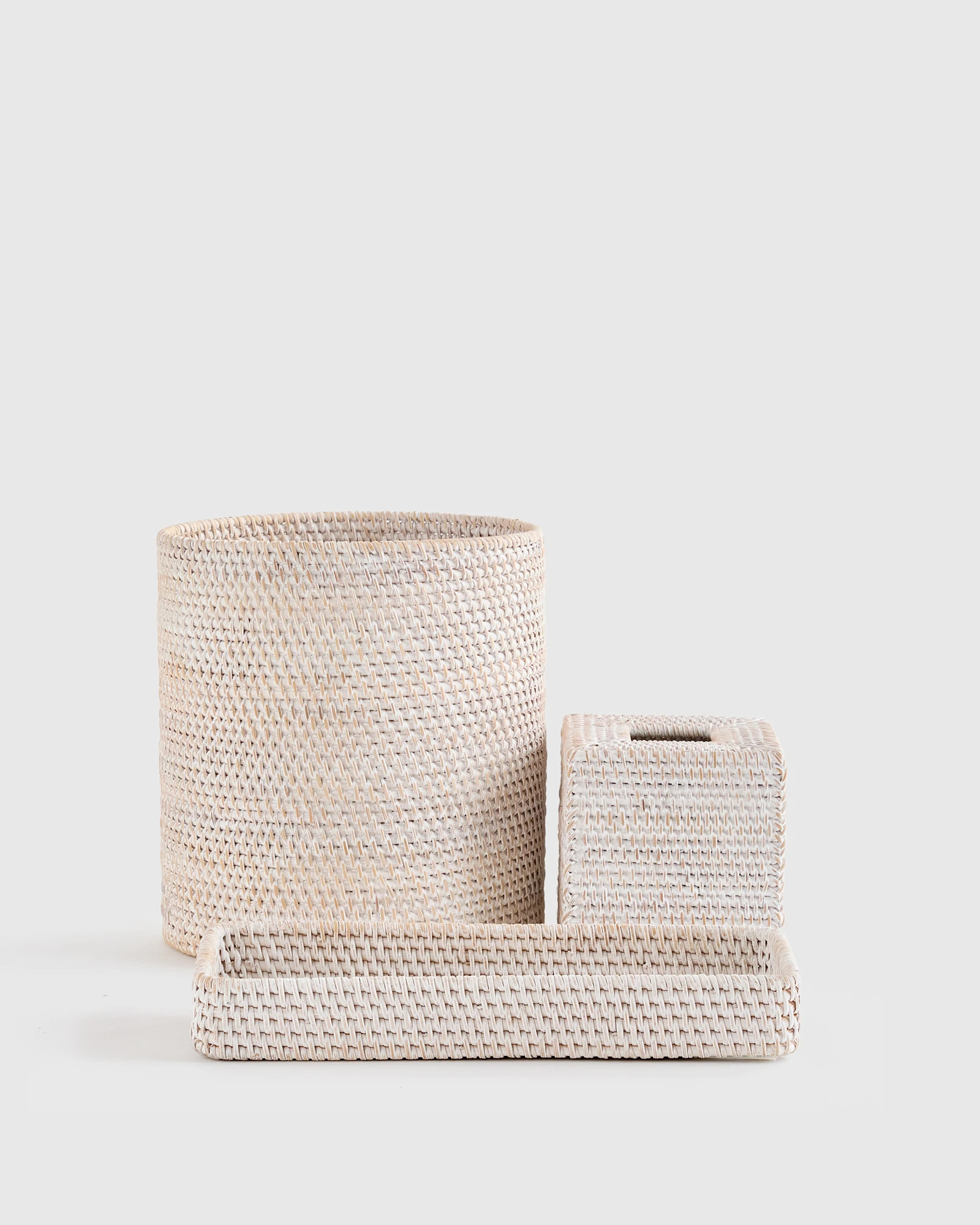 Handwoven Rattan Bathroom Accessories Set | Quince