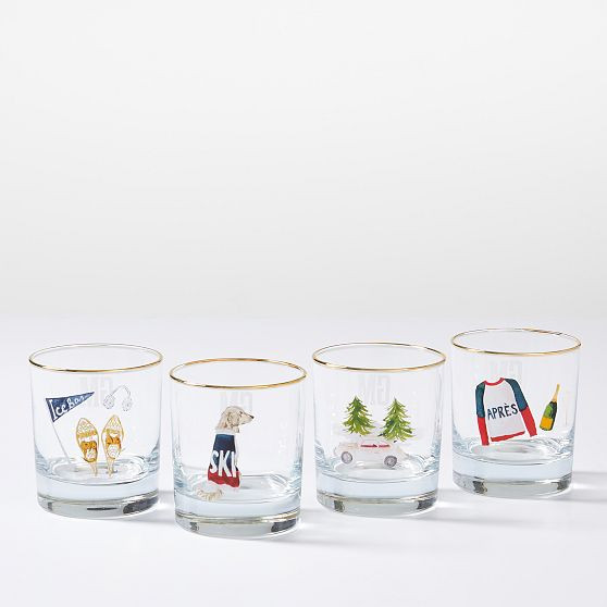 Mark & Graham x Gray Malin Après Ski Rocks Glasses, Set of 4 | Mark and Graham