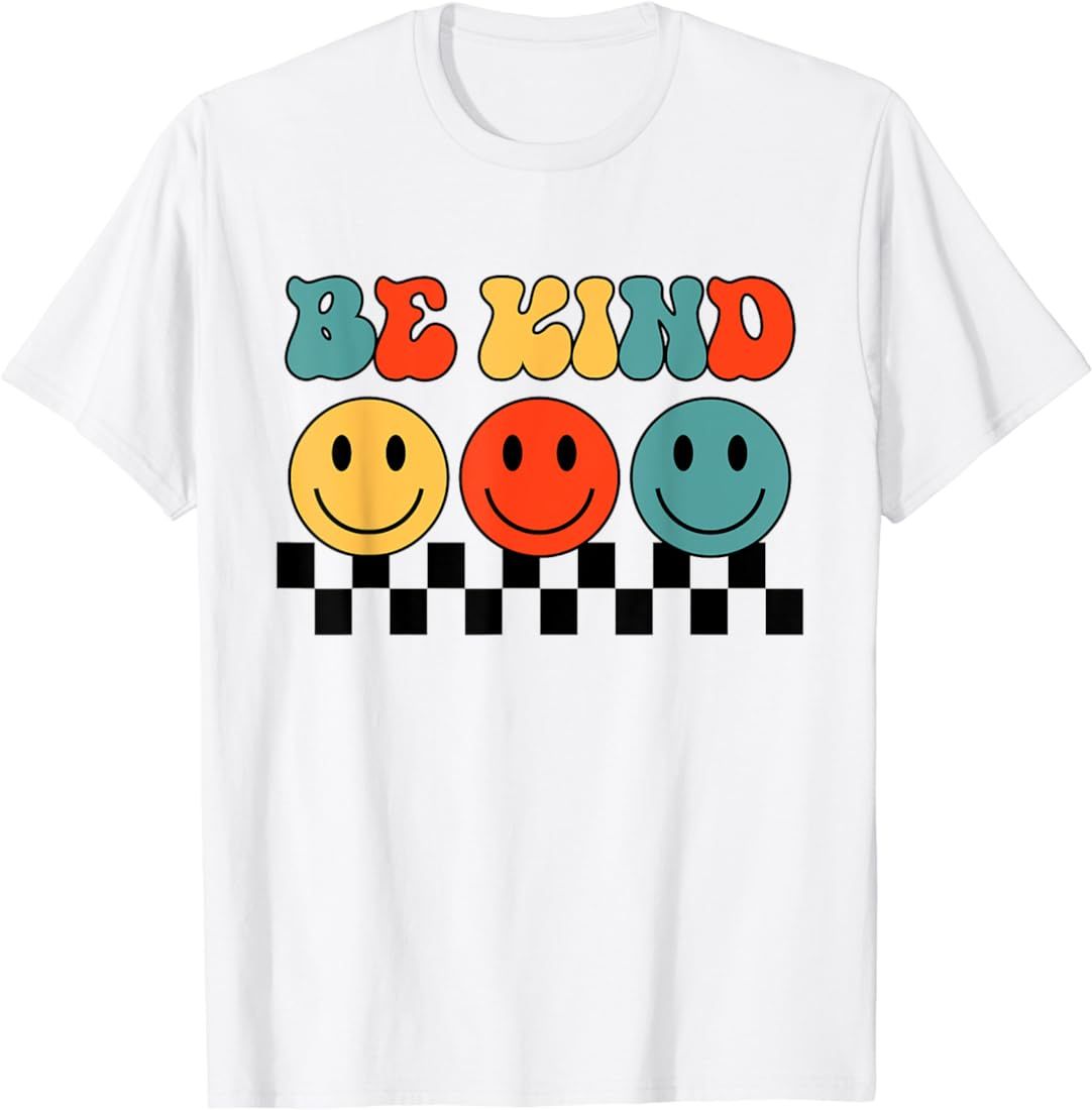 Be Kind Retro Groovy Checkered Women Men Inspirational T-Shirt | Amazon (US)