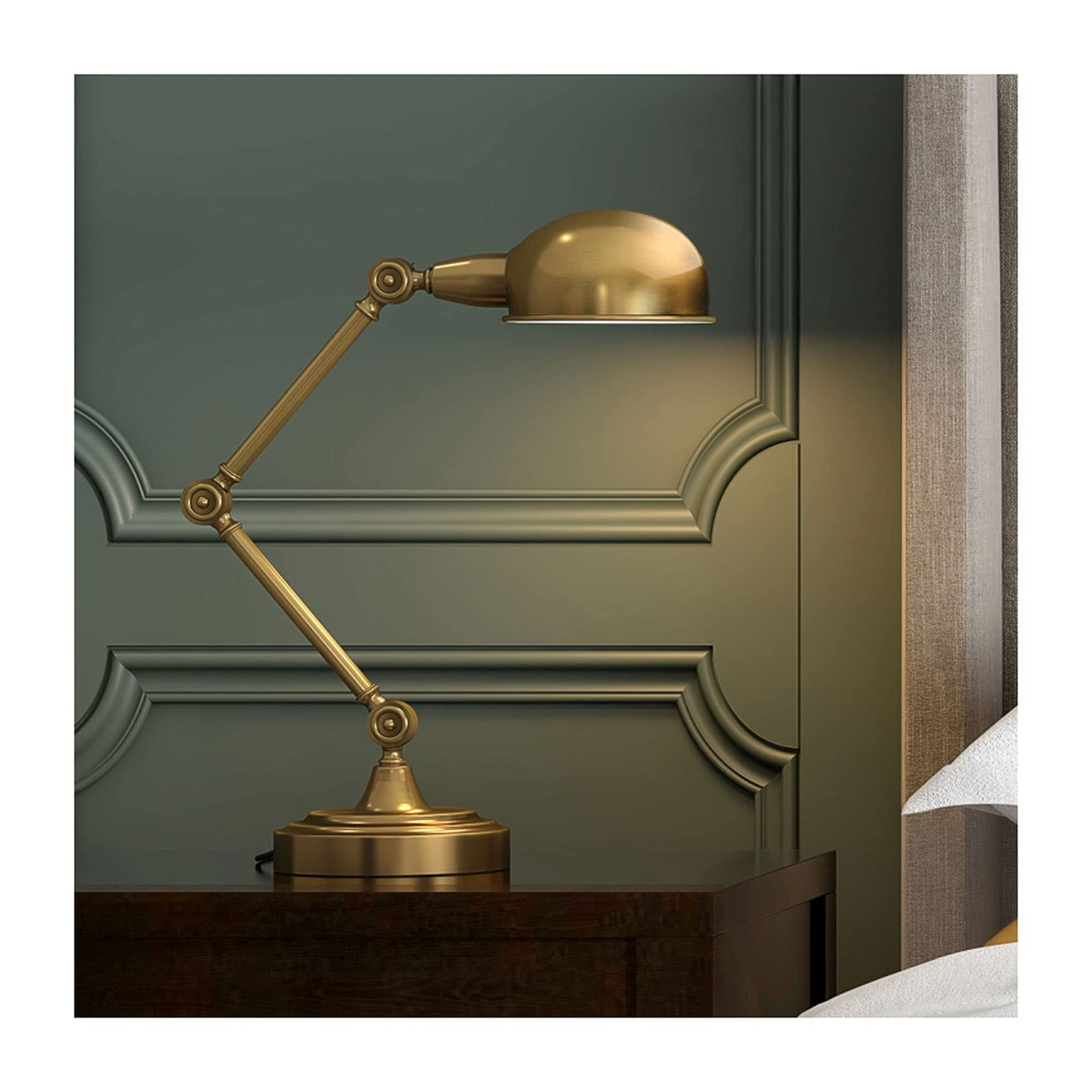 Bedside Table Lamp Vintage Desk Lamp Simple Bedroom Bedside Lamp Antique Foldable Metal Long Swin... | Amazon (US)